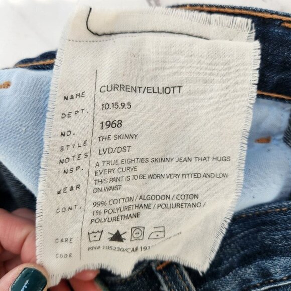 Current Elliott The Skinny Distressed Paint Splatter Low Rise Jeans 27 - Picture 8 of 9